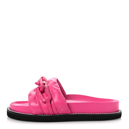 Louis Vuitton Calfskin Embossed Monogram Sunset Flat Comfort Mule 38.5 Rose Pop 1 of 13