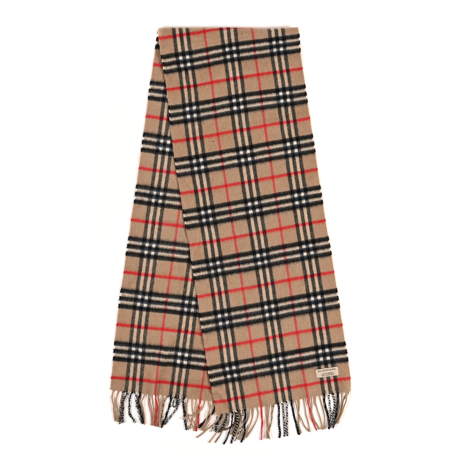 Burberry Cashmere House Check Fringe Scarf Camel 2 of 3