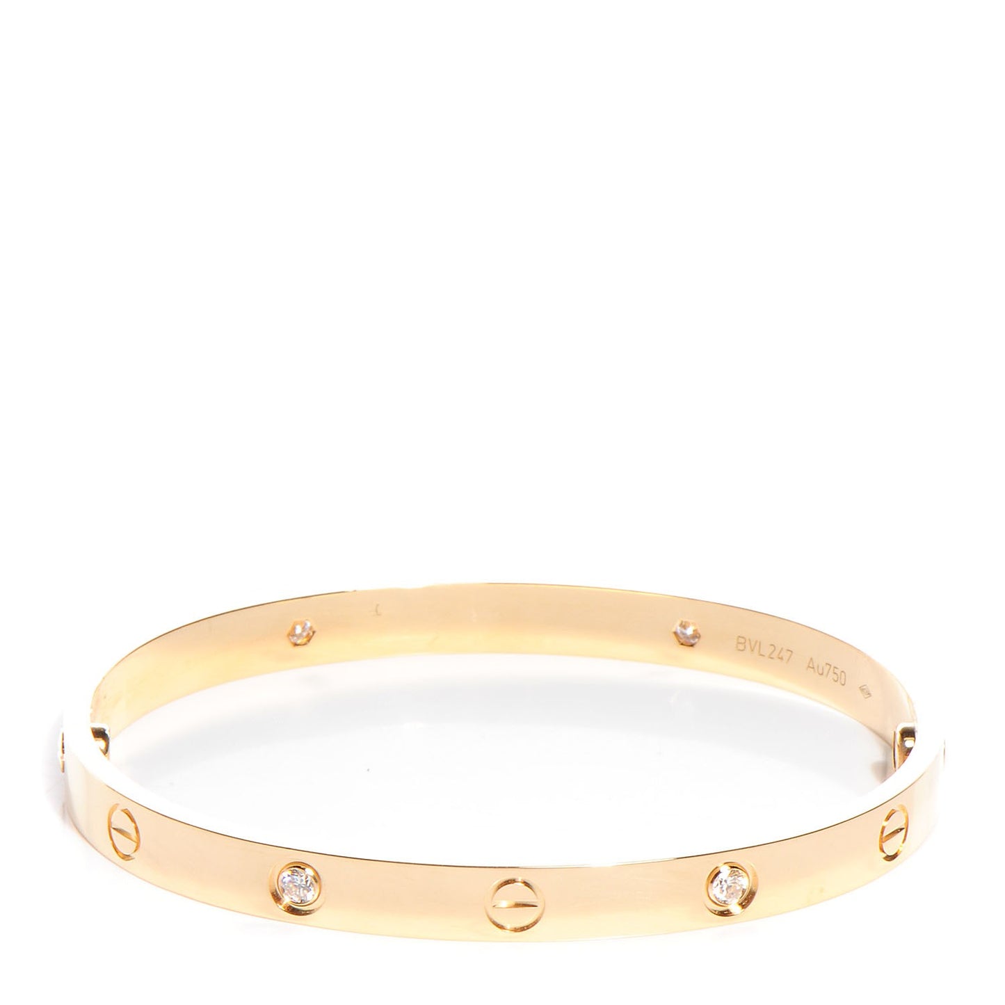 18K Yellow Gold 4 Diamond LOVE Bracelet 19