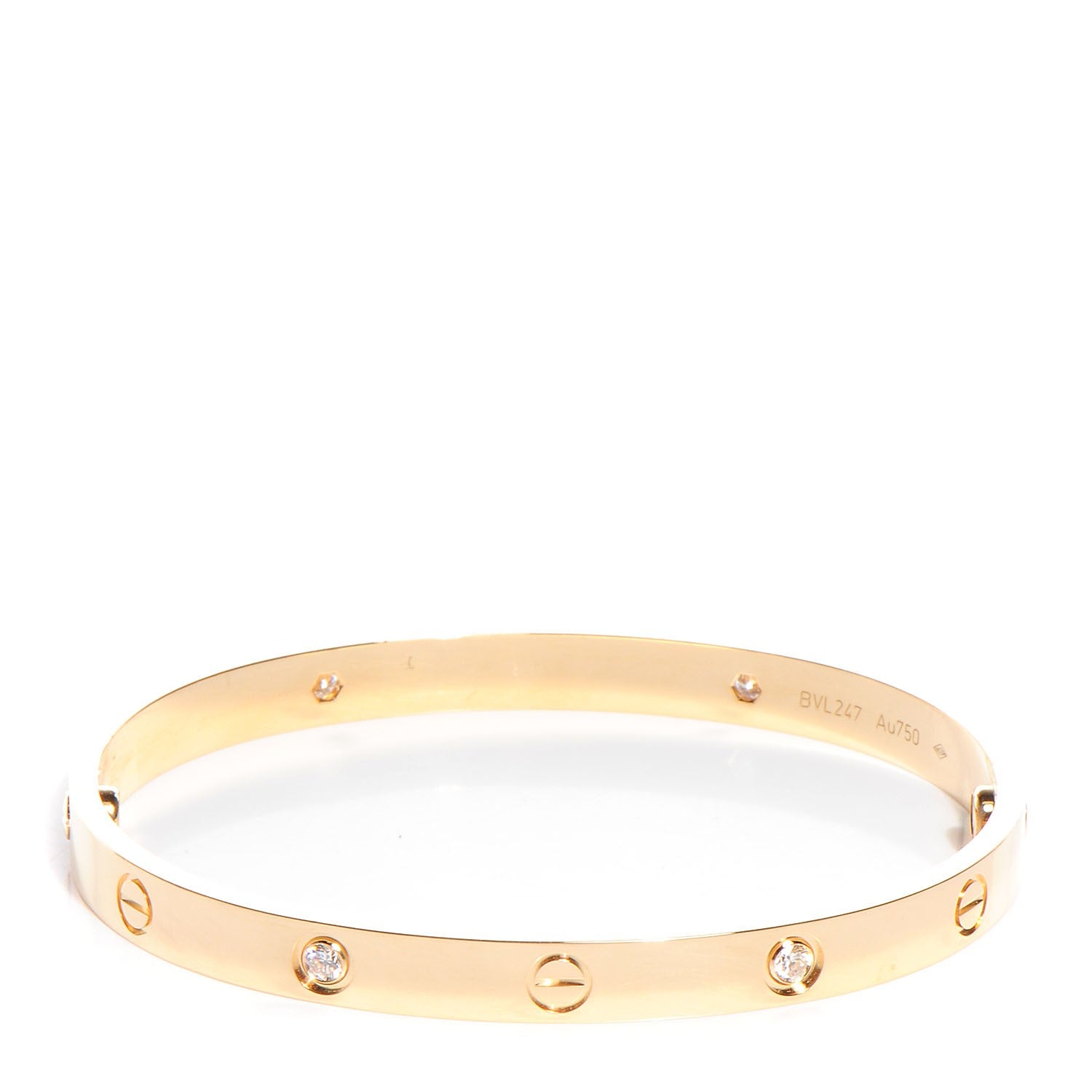 Cartier 18K Yellow Gold 4 Diamond LOVE Bracelet 19 1 of 6