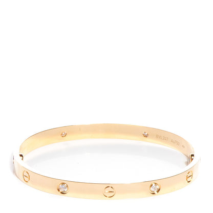 Cartier 18K Yellow Gold 4 Diamond LOVE Bracelet 19 1 of 6