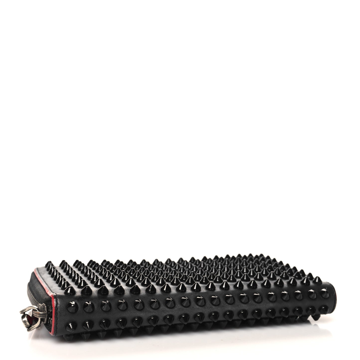 Calfskin Panettone Spiked Zip Around Wallet Black