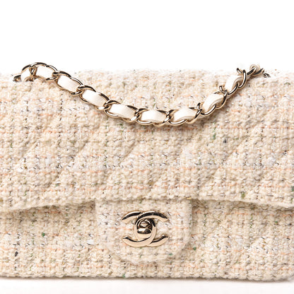 Chanel Tweed Quilted Mini Rectangular Flap Off White 13 of 15