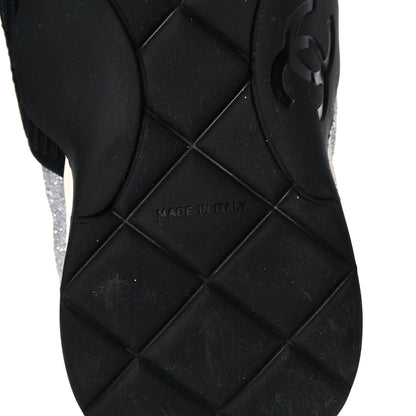 Chanel Glitter Stretch Fabric CC Sneakers 36.5 Black Silver 6 of 16