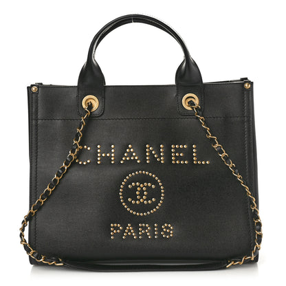 Chanel Caviar Small Studded Deauville Tote Black 1 of 10
