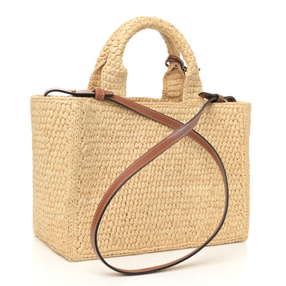 Celine Raffia Calfskin Triomphe Small Cabas Thais Tan 4 of 12