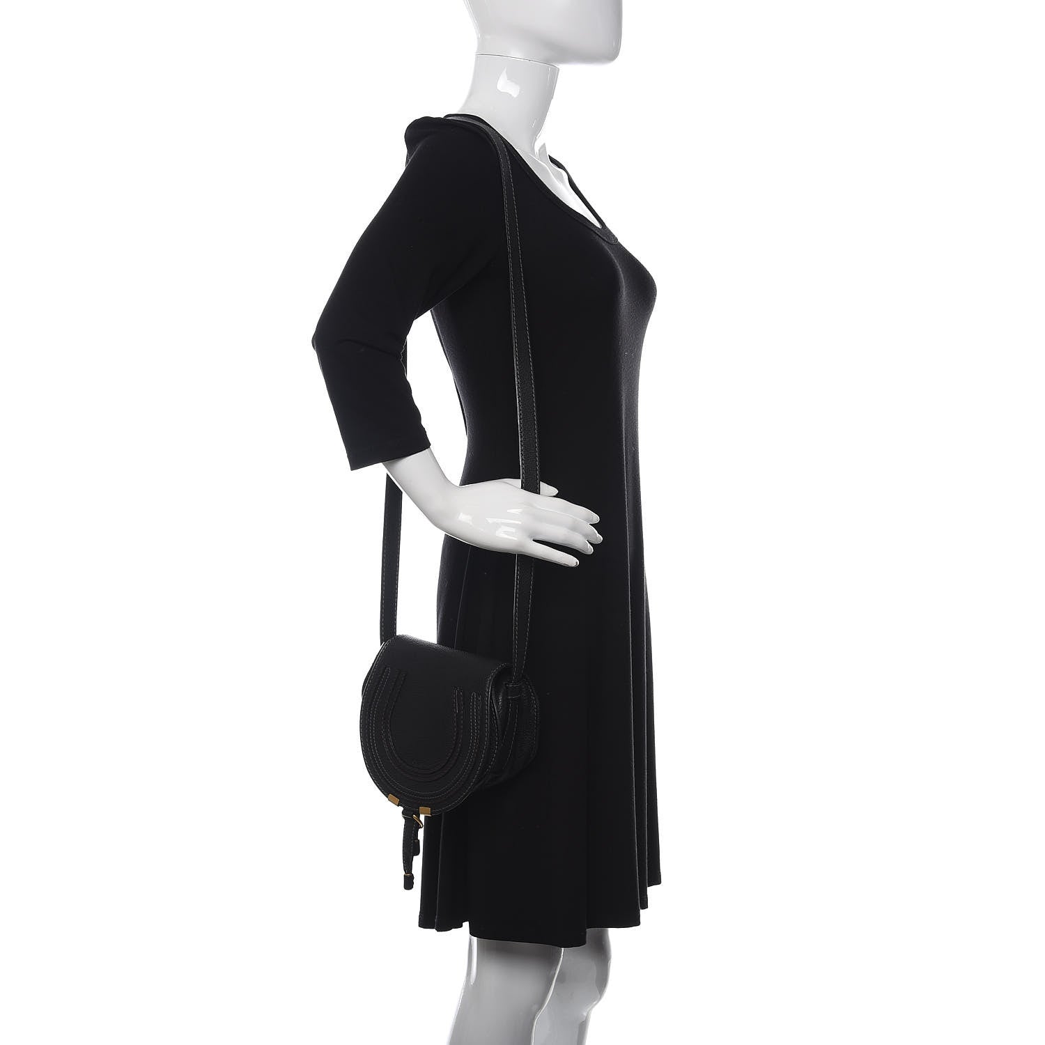 Chloe Calfskin Mini Marcie Round Crossbody Bag Black 2 of 11