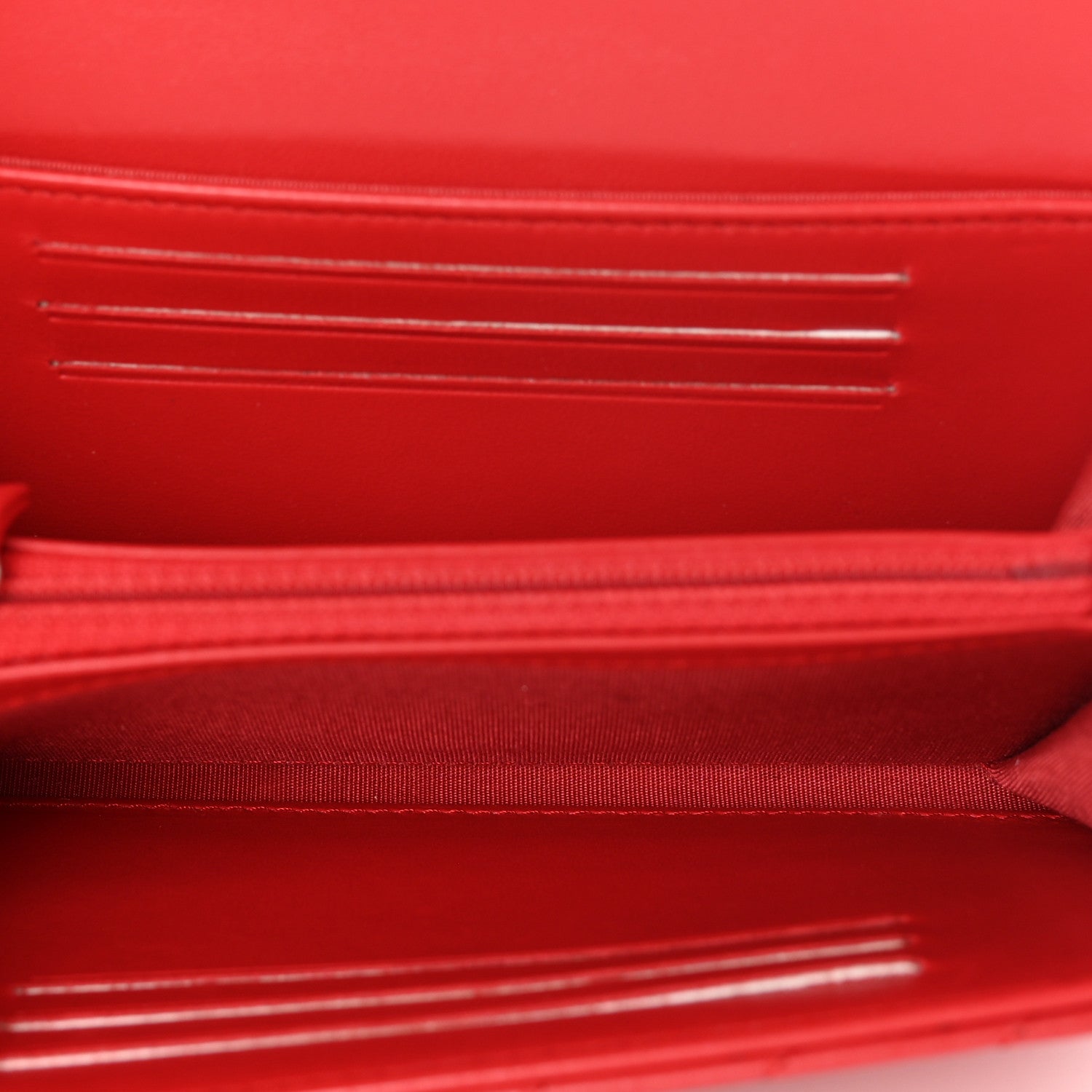 Chanel Lambskin Chevron Quilted Studded Card Holder Red 5 of 9