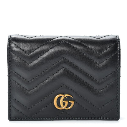 Gucci Calfskin Matelasse GG Marmont Card Case Wallet Black 1 of 11