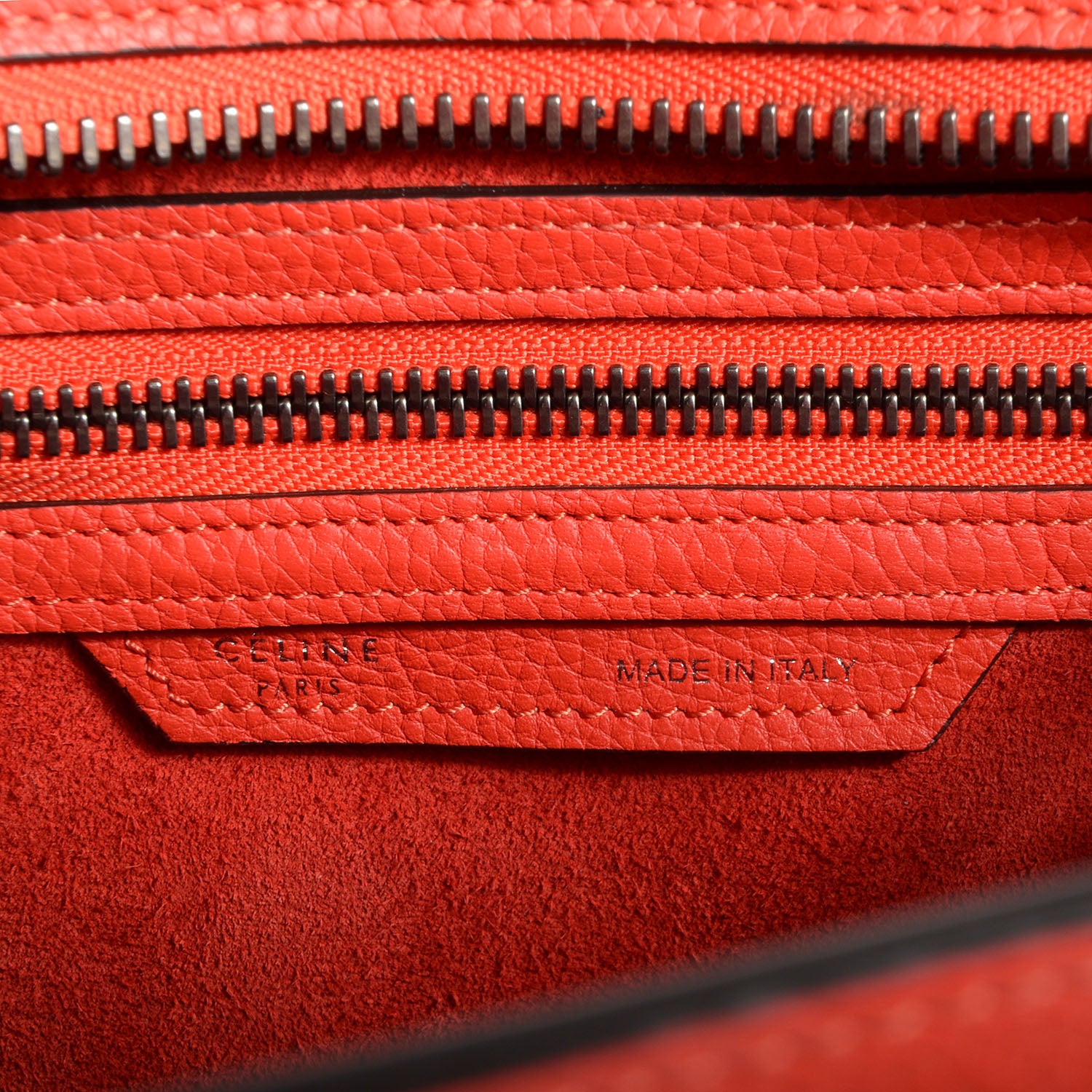 Celine Drummed Leather Micro Luggage Vermillion 6 of 9