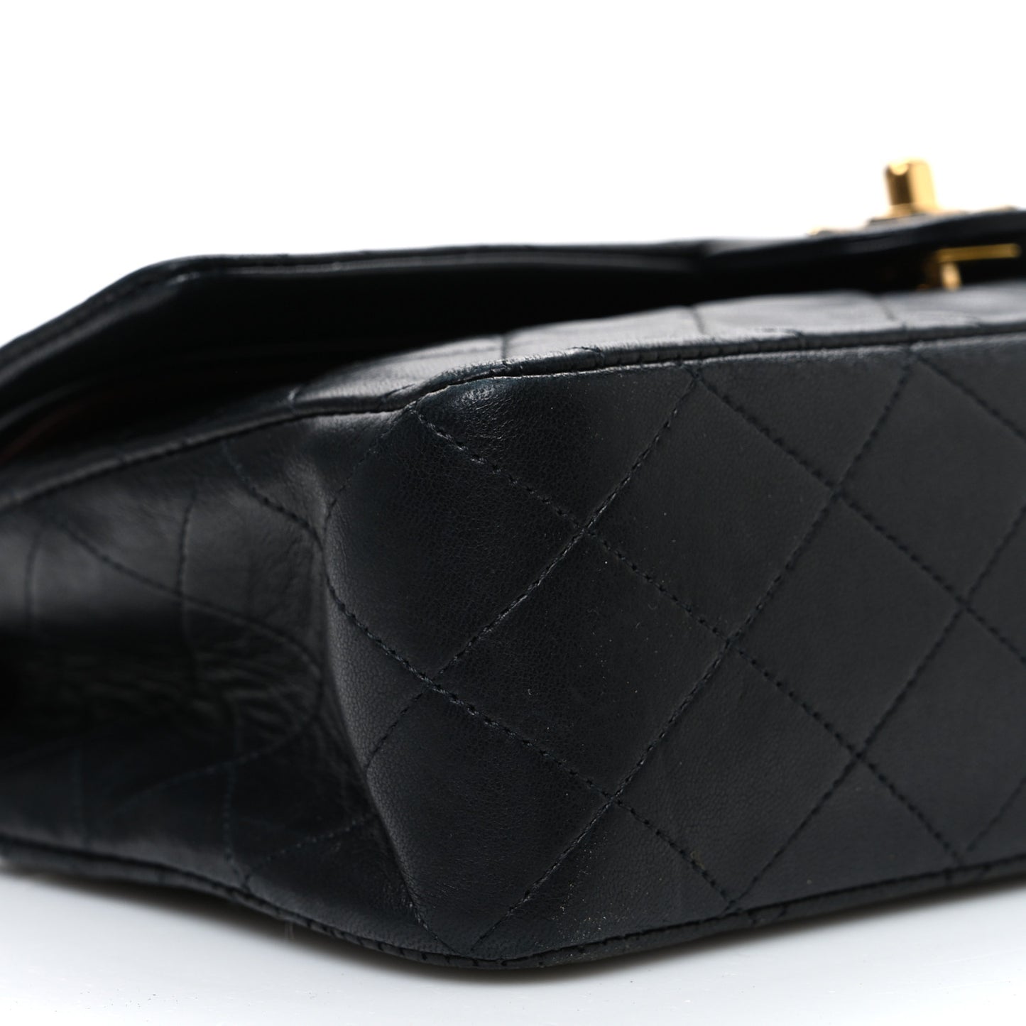 Lambskin Quilted Medium Double Flap Black