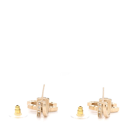 Chanel Crystal Pearl CC Hoop Drop Earrings Gold 3 of 4