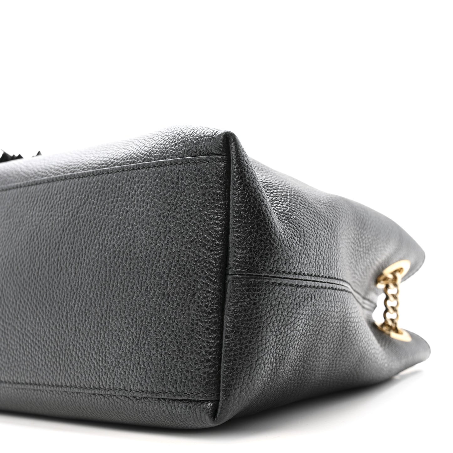 Pebbled Calfskin Medium Soho Chain Shoulder Bag Black