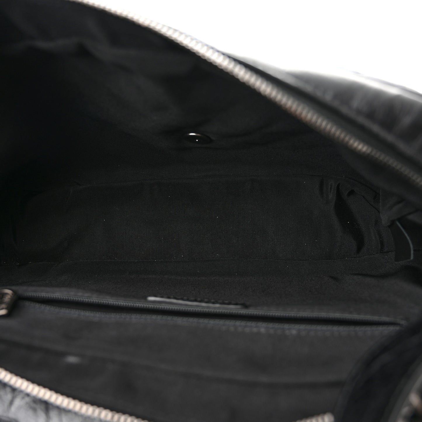Crumpled Calfskin Quilted Medium Casual Rock Flap Black