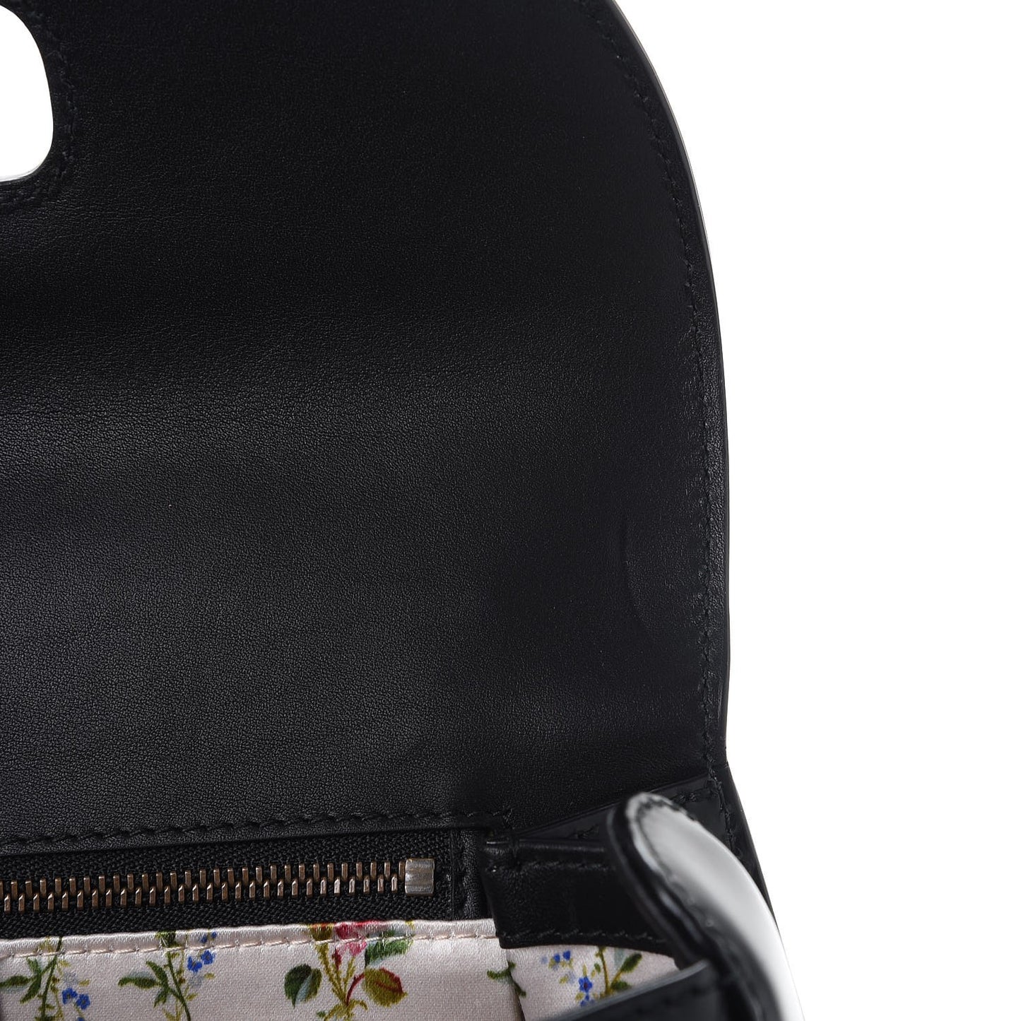 Calfskin Frame Print Bamboo Top Handle Bag Black