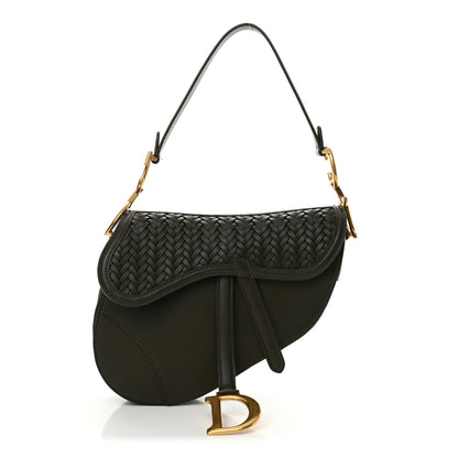 Christian Dior Smooth Calfskin Braided Saddle Bag Dark Green 1 of 13