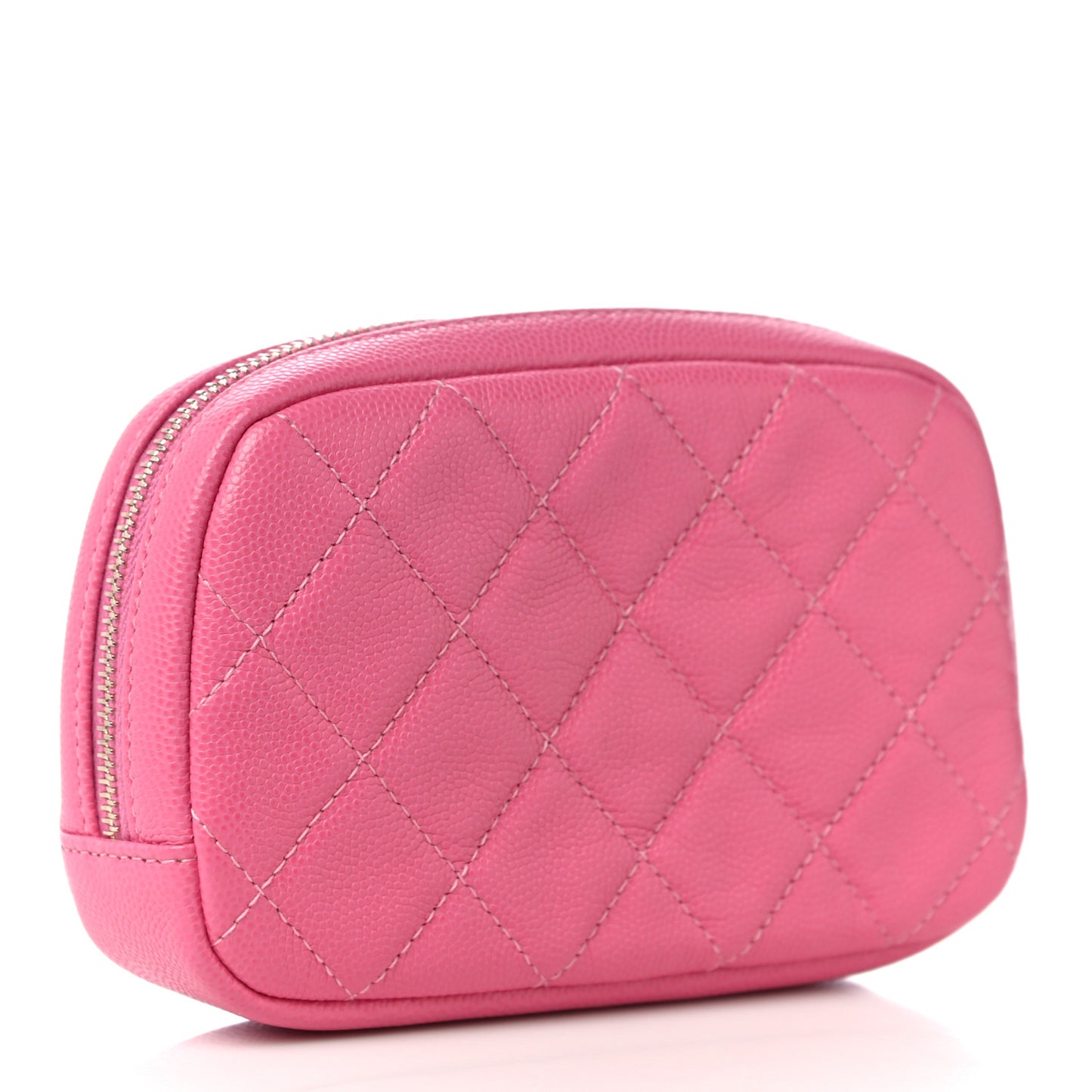Caviar Quilted Small Curvy Pouch Cosmetic Case Pink