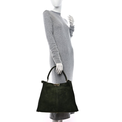 Fendi Camoscio Glazed Fabric FF 1974 Large Peekaboo X-Lite Amazzonia Mogano Panna 2 of 8