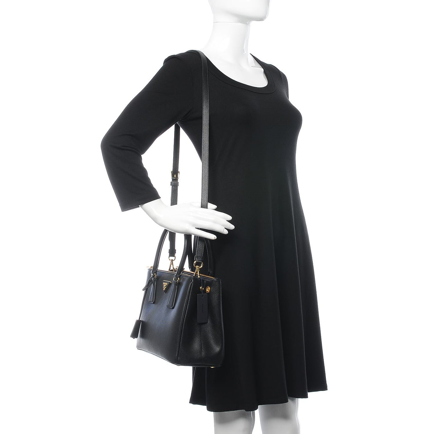 Saffiano Small Galleria Double Zip Tote Black
