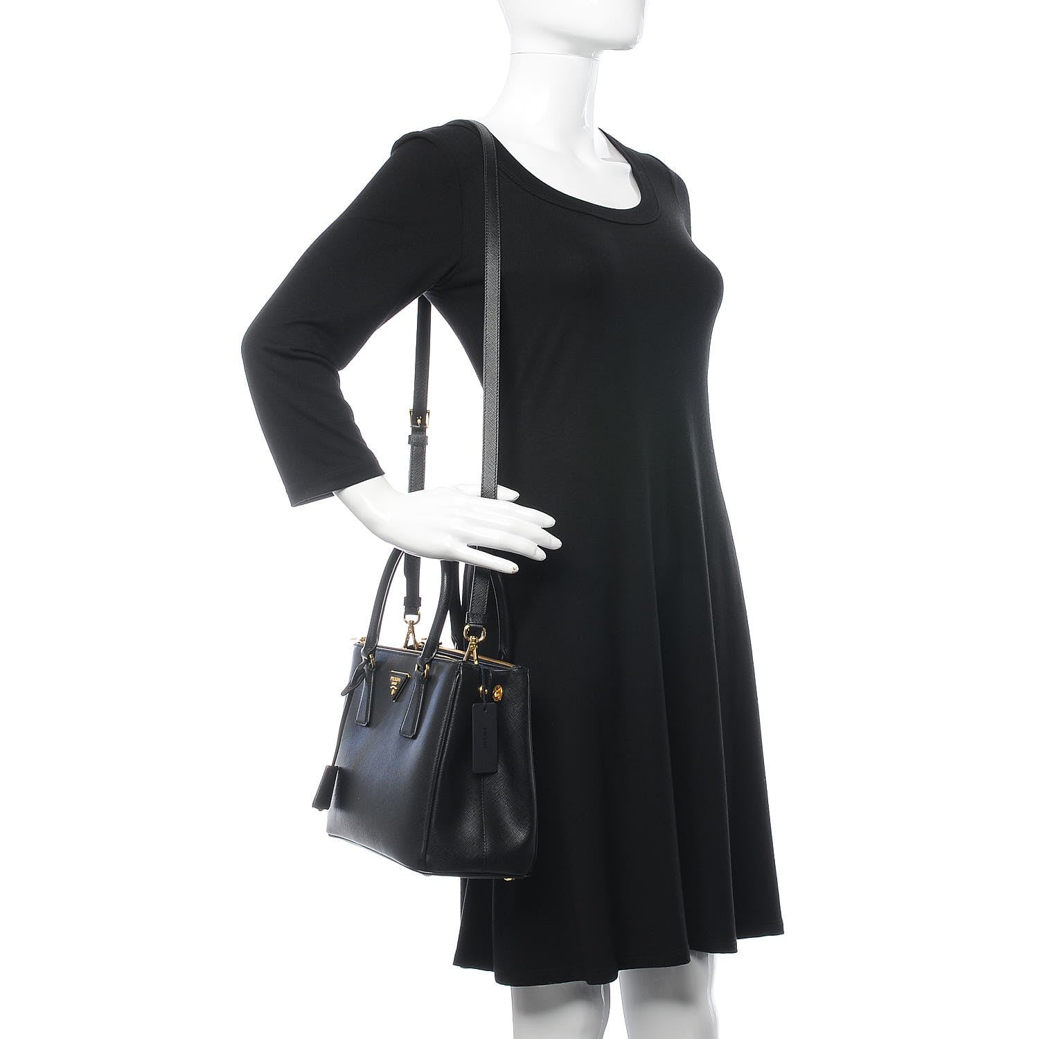 Prada Saffiano Small Galleria Double Zip Tote Black 2 of 8