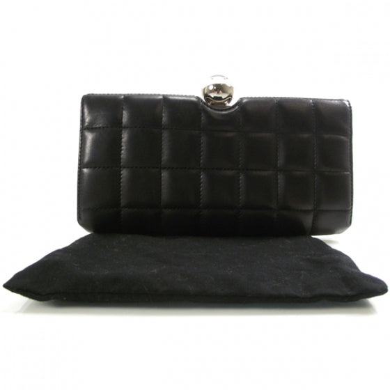 Lambskin Quilted Crystal Ball Clutch Black
