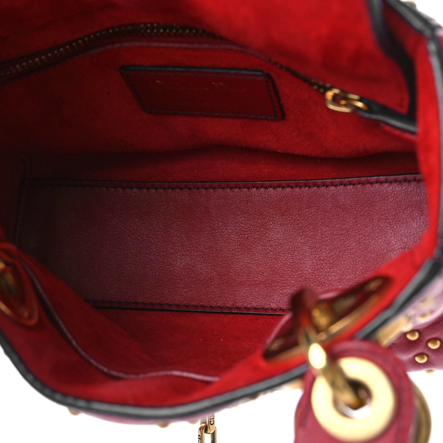 Christian Dior Lambskin Studded Mini Supple Lady Dior Red 4 of 7
