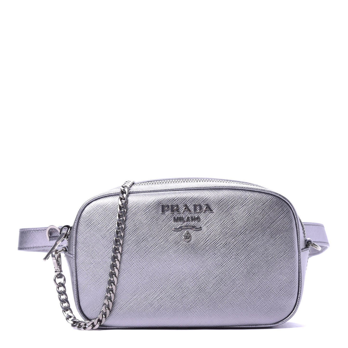 Metallic Saffiano Belt Bag Silver