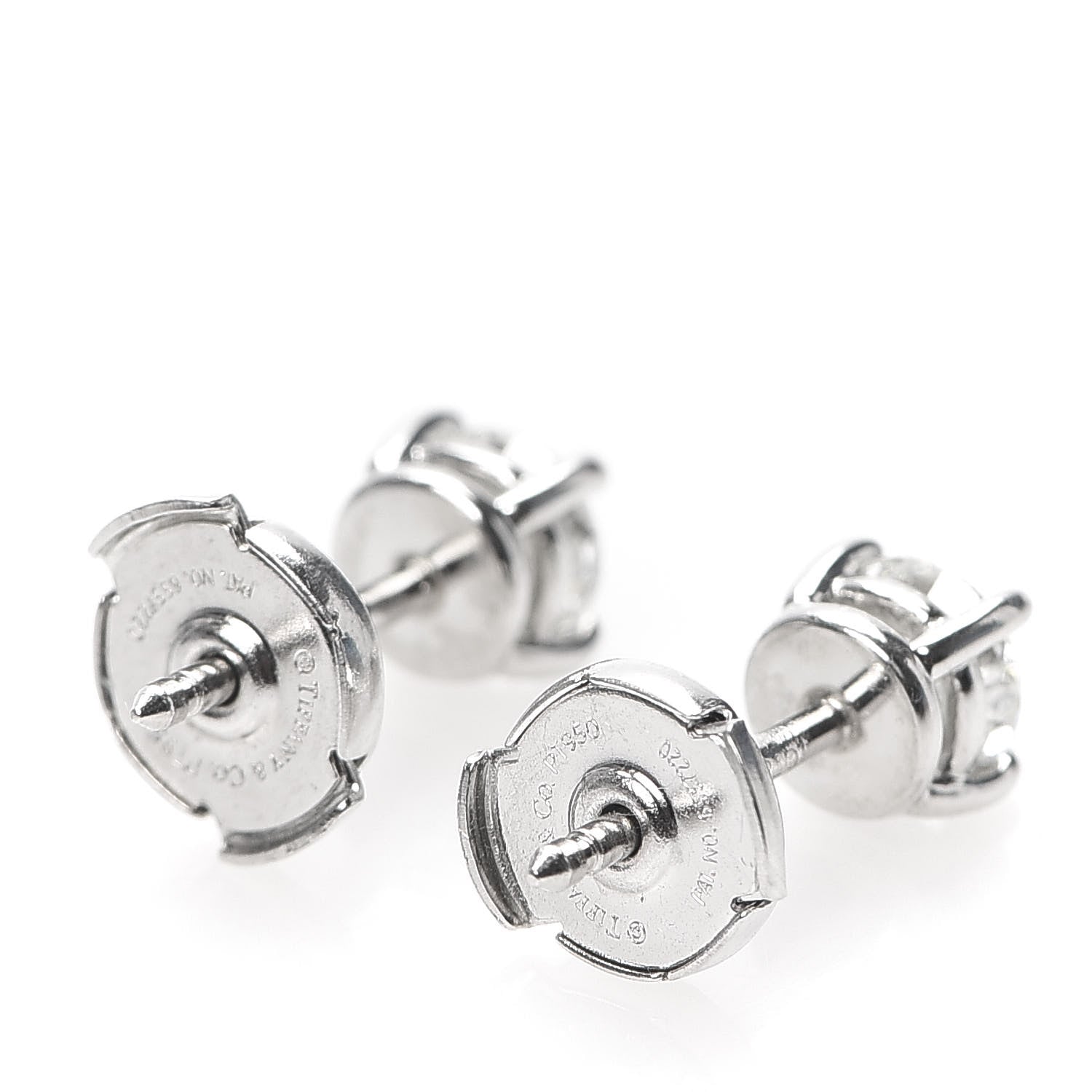 Tiffany Platinum Diamond 1.10ctw Round Solitaire Earrings 3 of 6