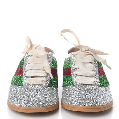 Gucci Glitter Fabric Web Mens Falacer Sneakers 7 Silver 2 of 9