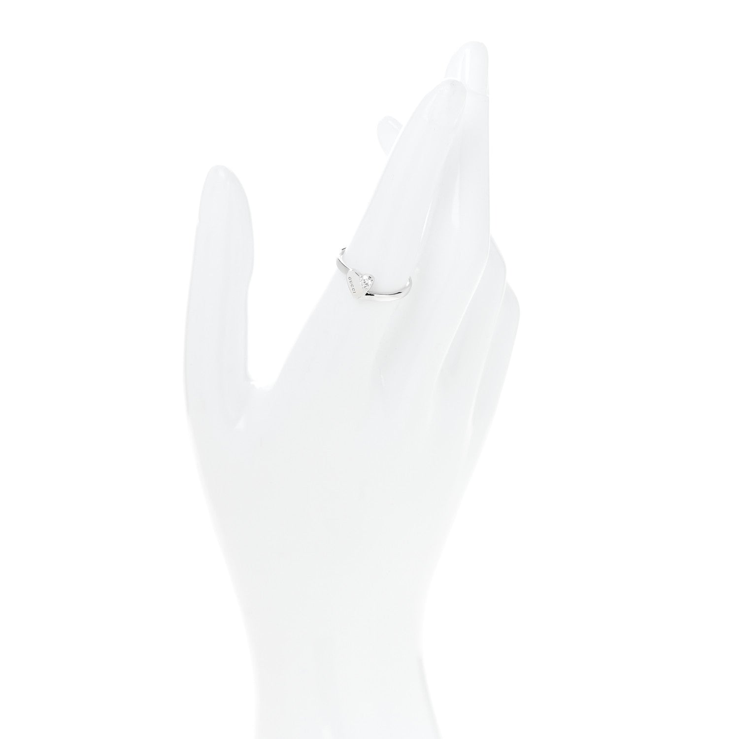 Gucci 18K White Gold Diamond Heart Band Ring 54 6.75 2 of 7