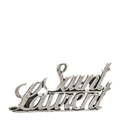 Saint Laurent Brass Metal Logo Brooch Silver 1 of 3