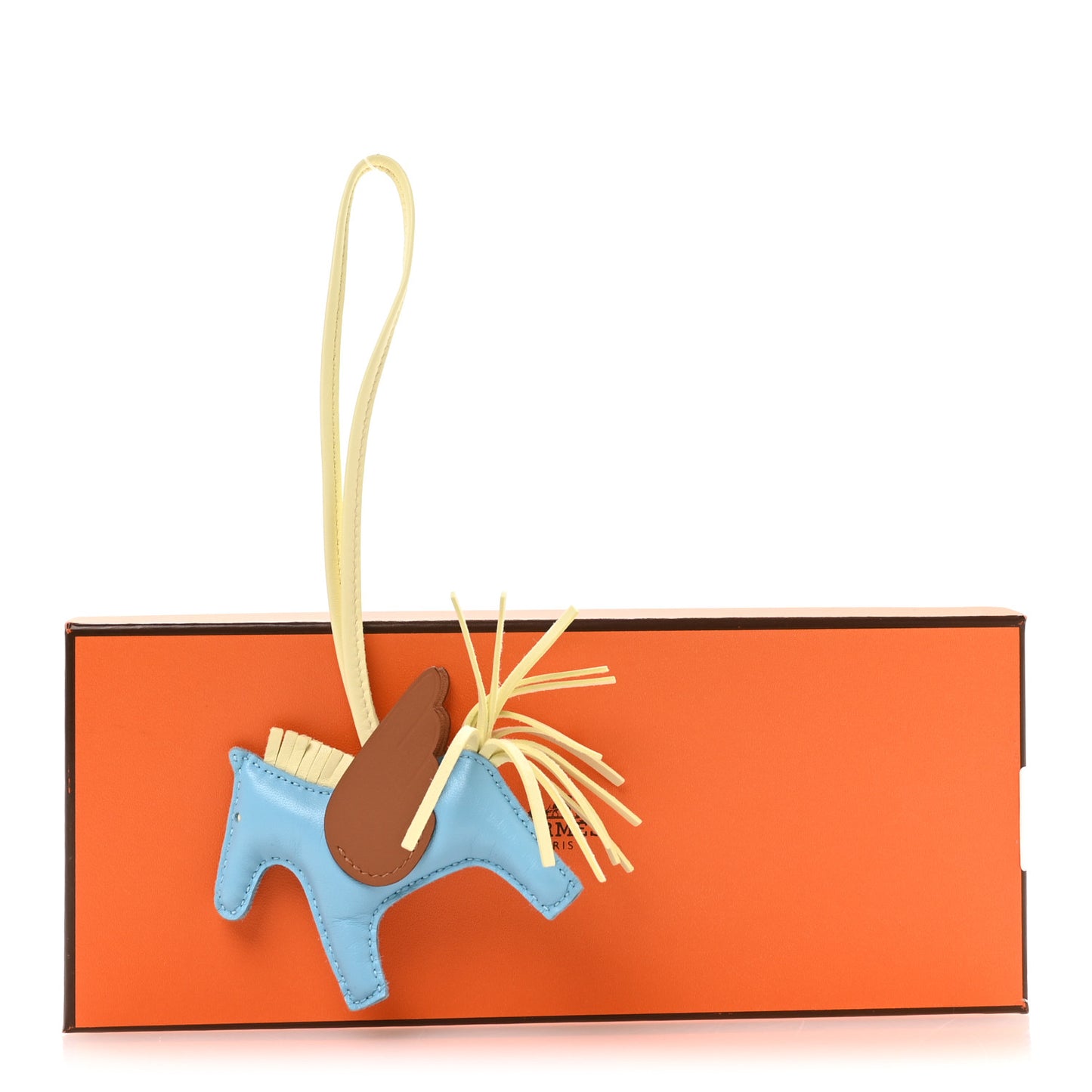 Milo Lambskin Grigri Rodeo Pegase Horse Bag Charm PM Celeste Gold Jaune Milton