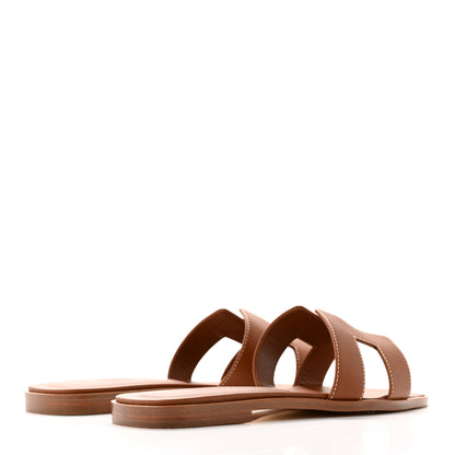 Hermes Box Calfskin Oran Sandals 38 Gold 4 of 11
