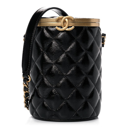 Chanel Distressed Patent Quilted Crown Box Bag Black 1 of 11