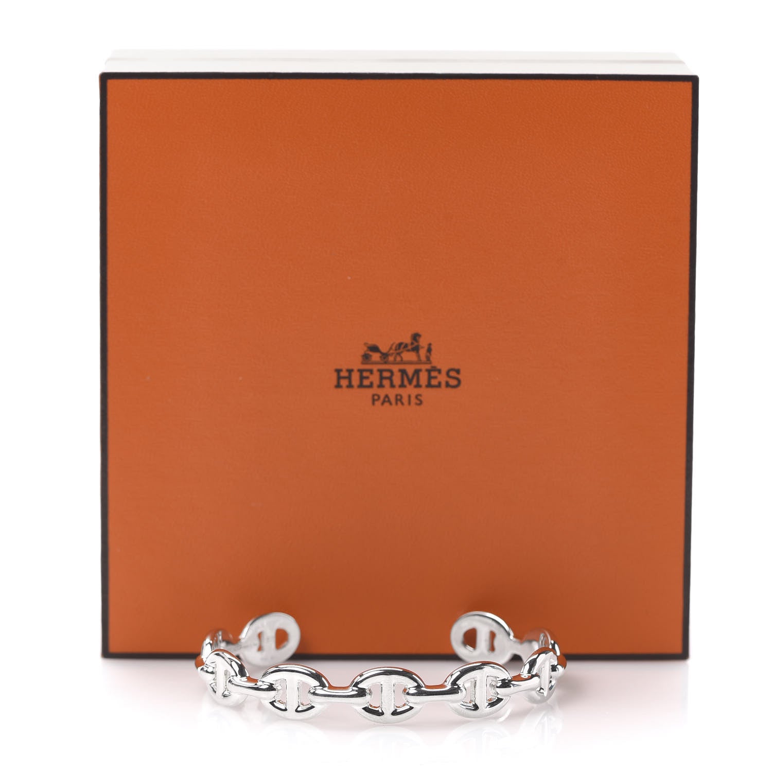 Hermes Sterling Silver MM Chaine d'Ancre Enchainee Cuff Bracelet ST 5 of 5