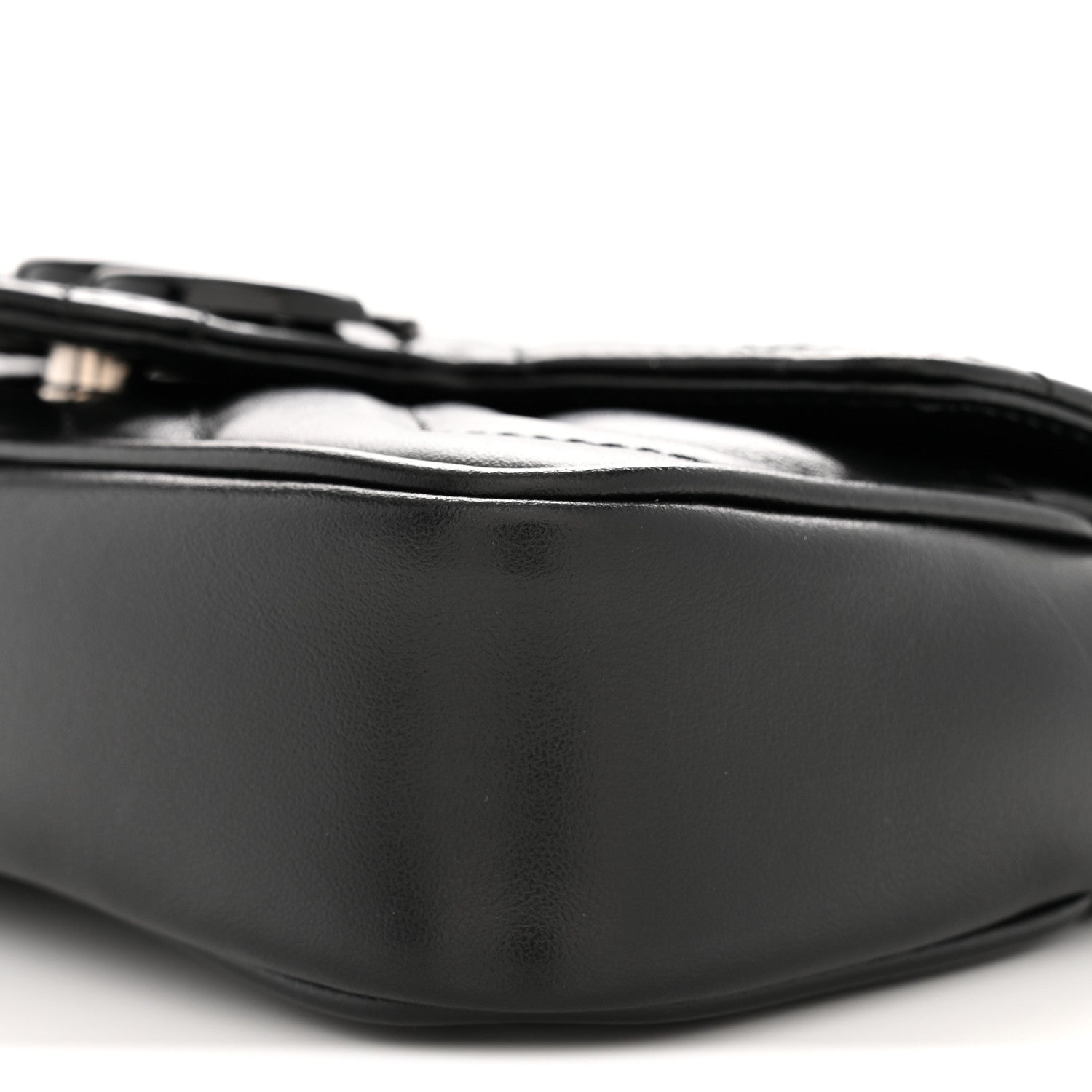 Gucci Calfskin Matelasse Monochrome GG Marmont Chain Belt Bag Black 10 of 11