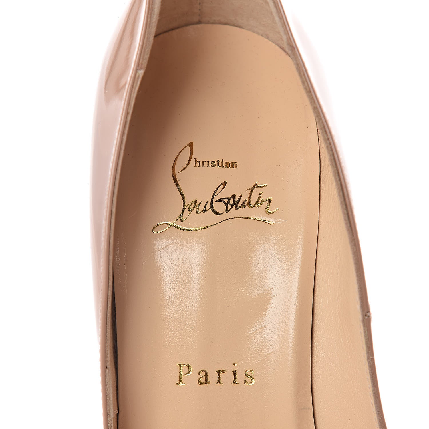 Christian Louboutin Patent Lady Peep 150 Pumps 39.5 Nude 6 of 9
