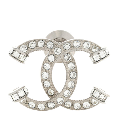 Chanel Metal Crystal Baguette CC Brooch Silver 1 of 5