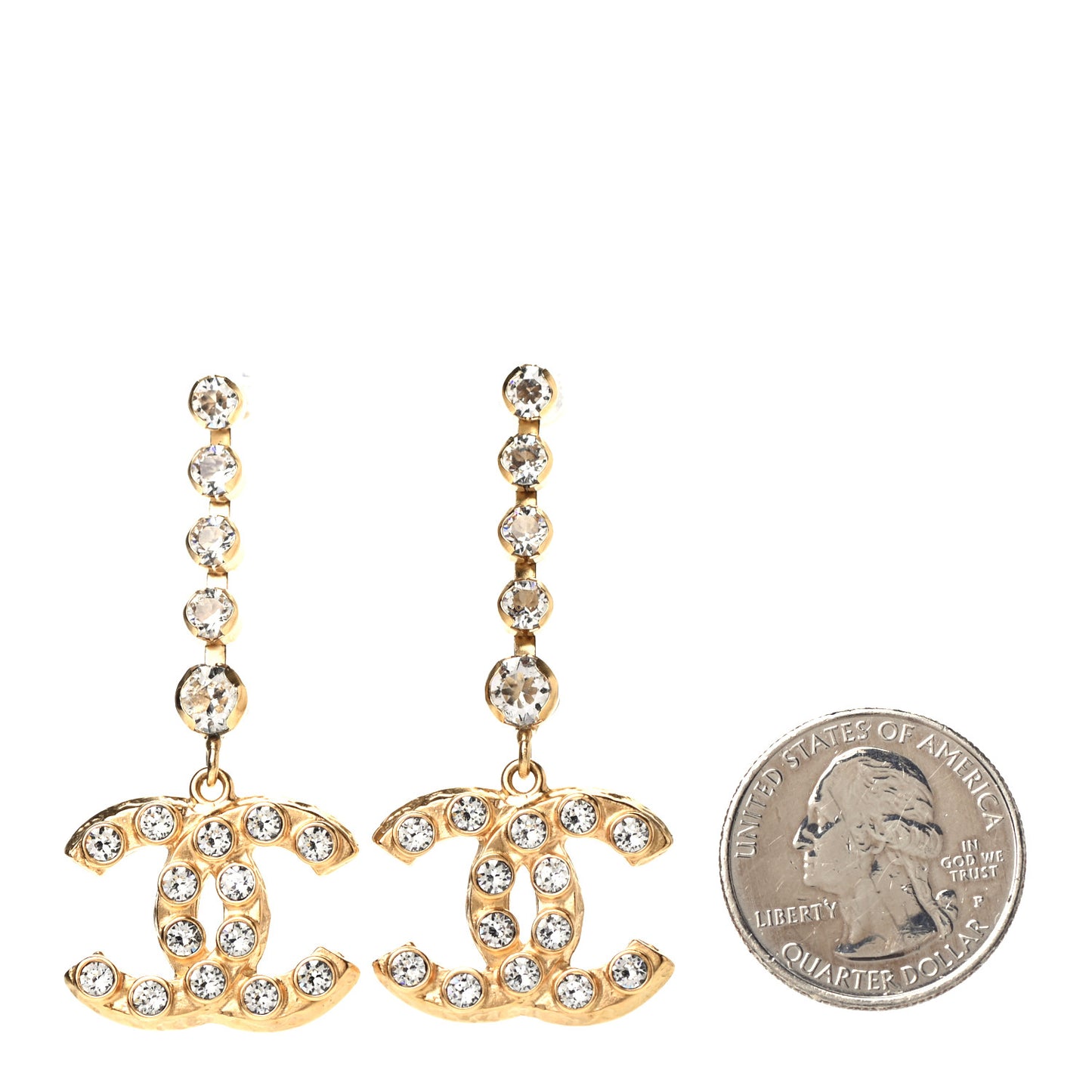 CC Crystal Drop Earrings Gold