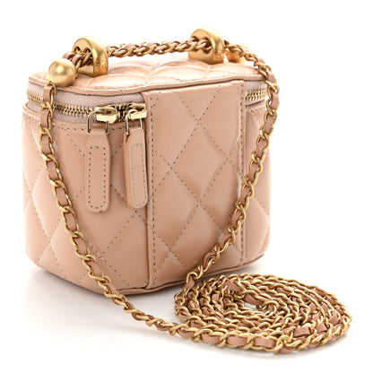Chanel Calfskin Quilted Mini Perfect Fit Vanity Case With Chain Beige 3 of 11