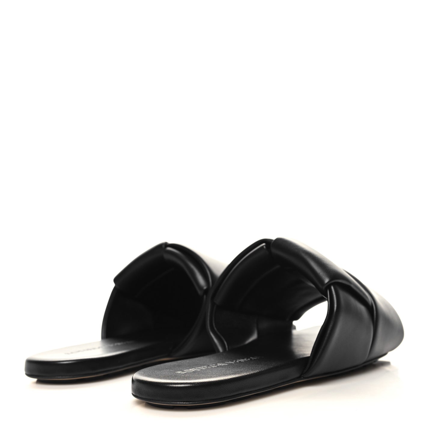 Nappa Maxi Intrecciato Patch Flat Mules 38.5 Black