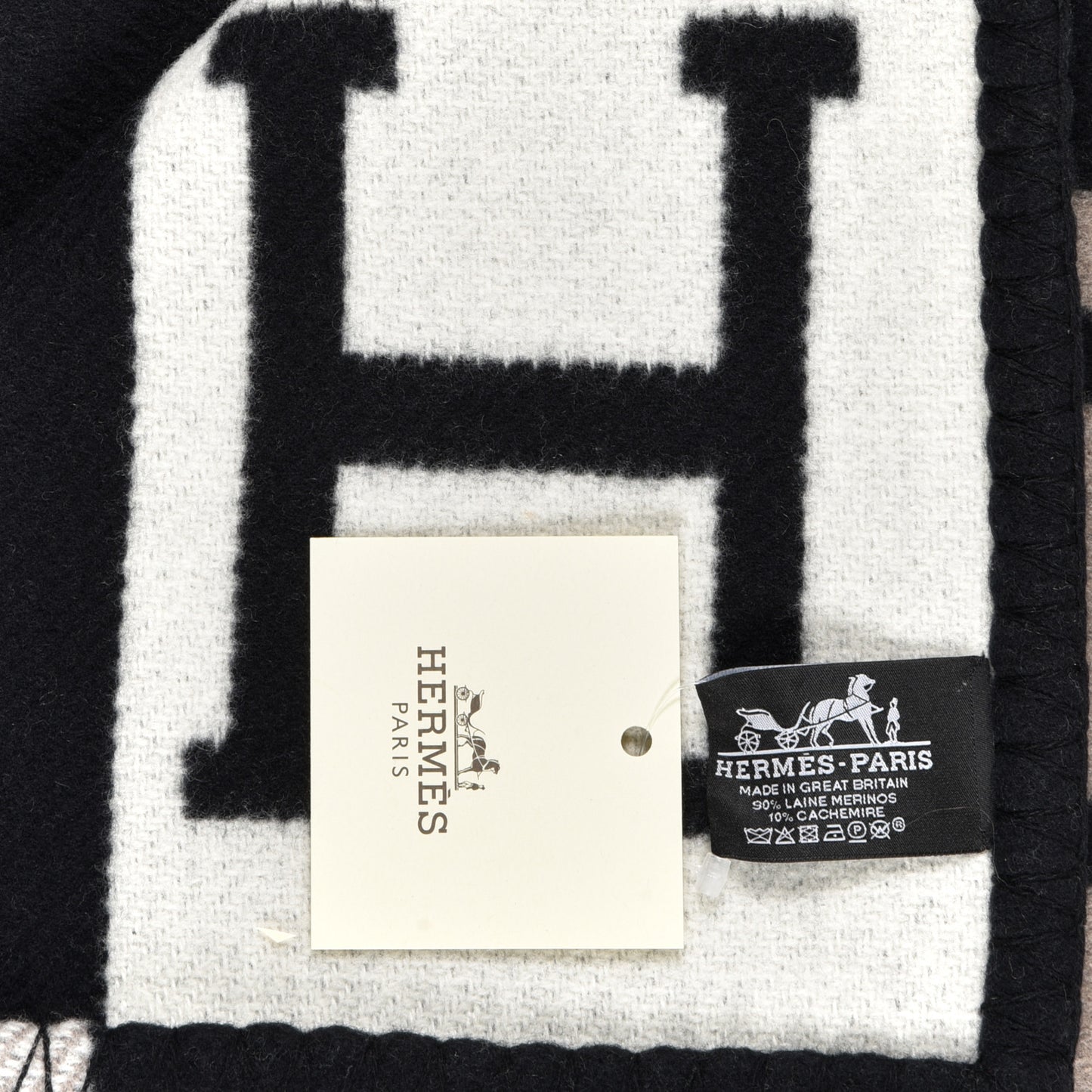 Wool Cashmere Avalon III Blanket Ecru Black