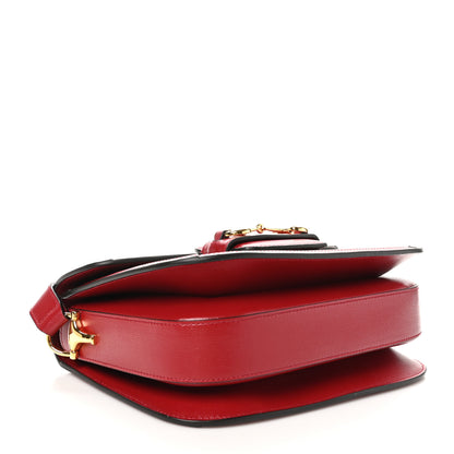 Gucci GG Supreme Monogram Azalea Calfskin Horsebit 1955 Shoulder Bag Beige Ebony New Cherry Red 4 of 10