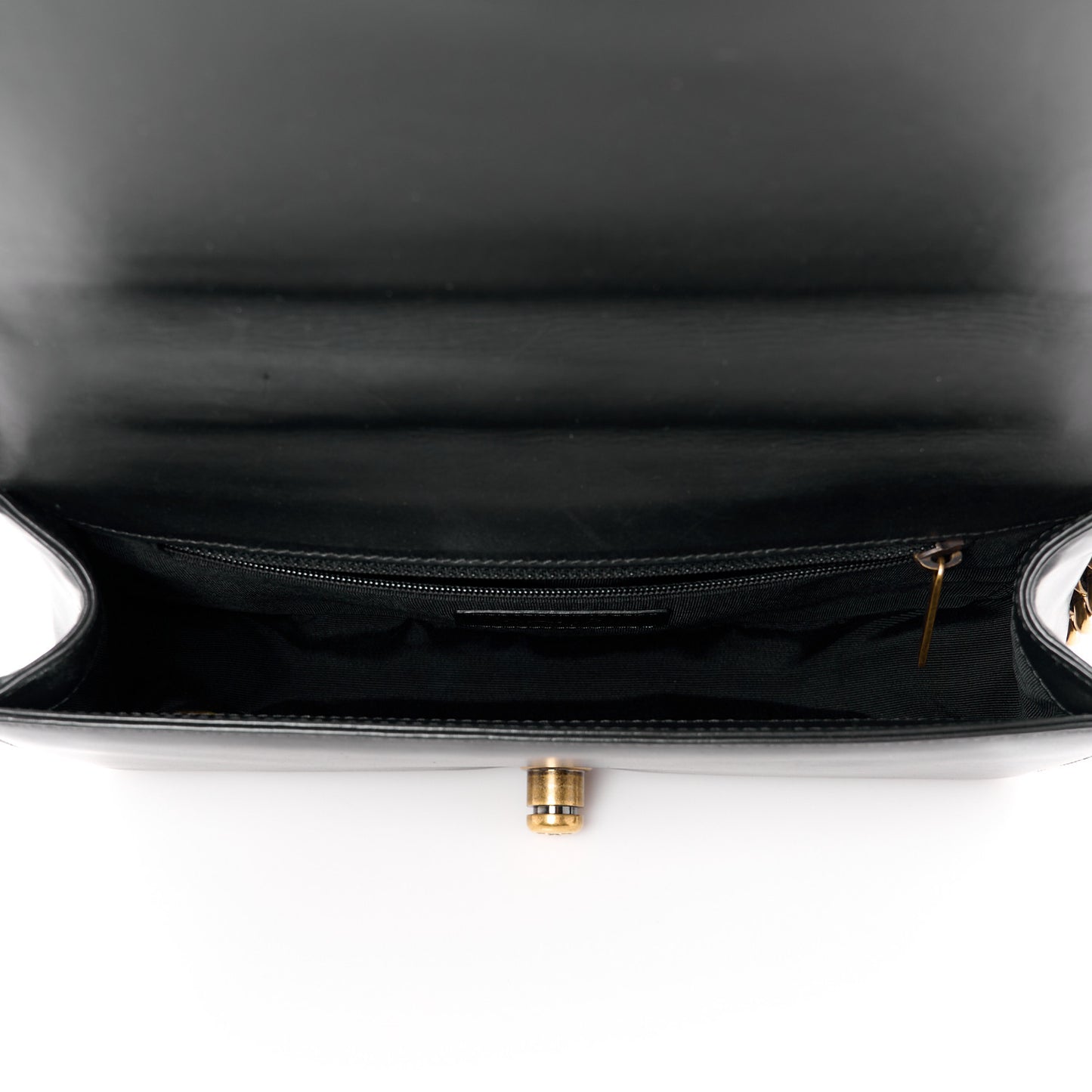 Glazed Calfskin Medium Boy Flap Black