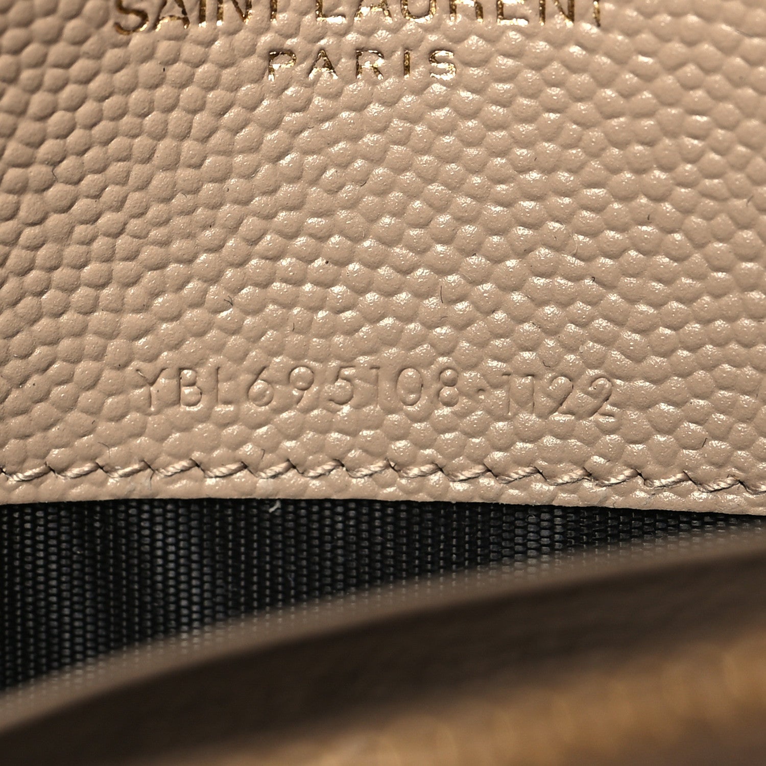 Saint Laurent Grain De Poudre Matelasse Chevron Monogram Envelope Chain Wallet Dark Beige 7 of 11