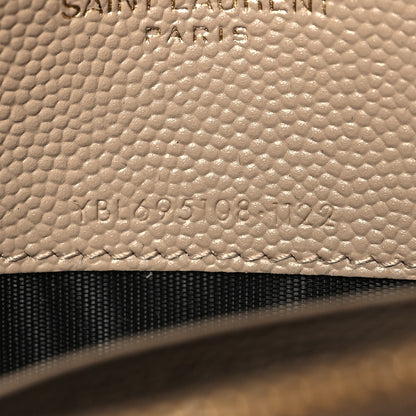 Saint Laurent Grain De Poudre Matelasse Chevron Monogram Envelope Chain Wallet Dark Beige 7 of 11