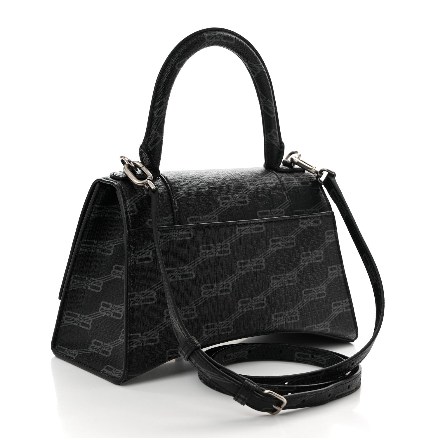 Balenciaga Coated Canvas BB Monogram Small Hourglass Top Handle Bag Black Grey 3 of 10