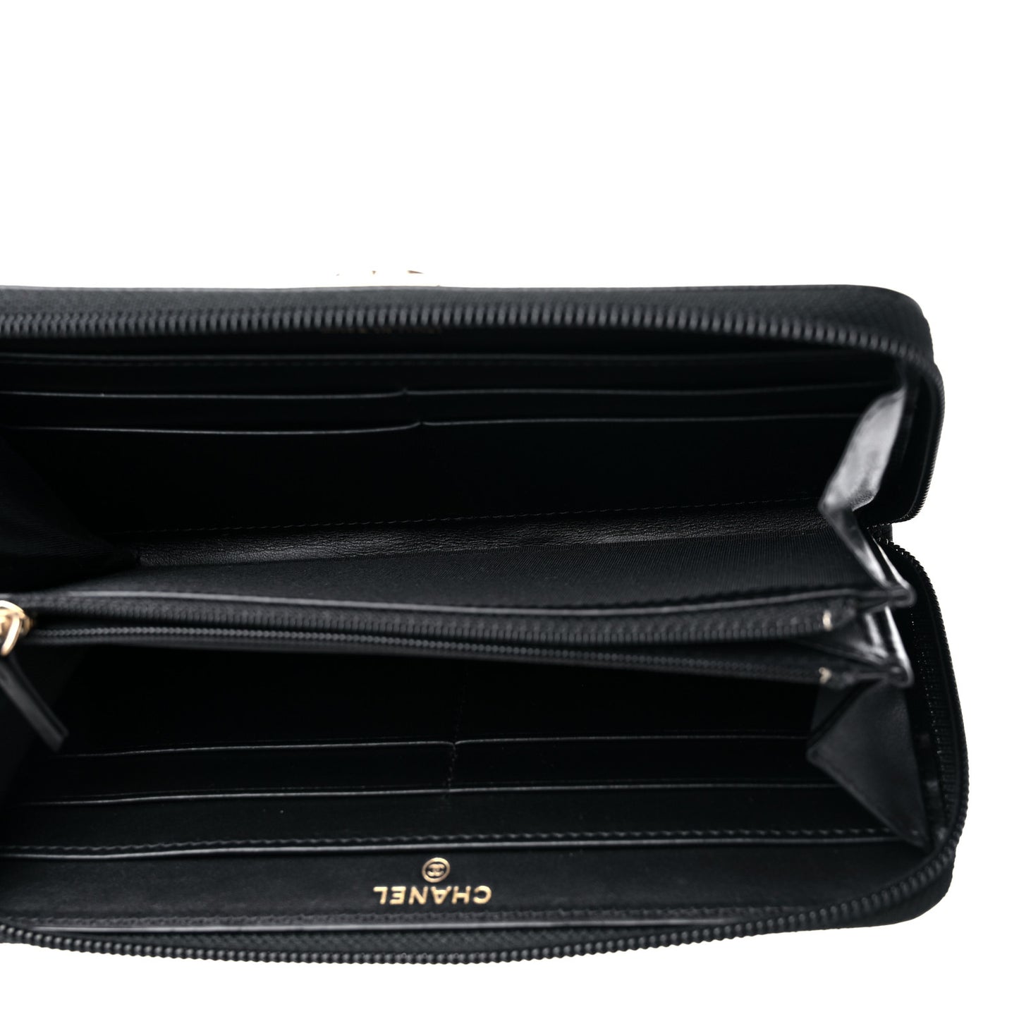 Caviar Quilted Boy Long Zip Around Wallet Black