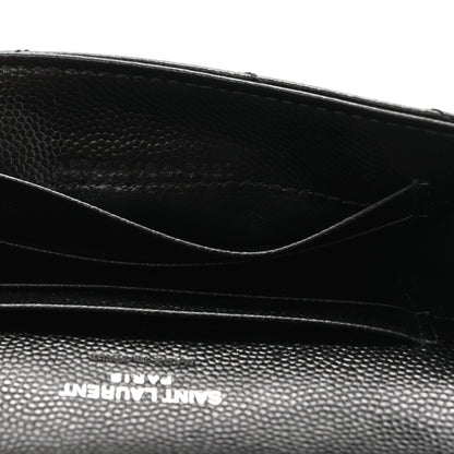 Saint Laurent Grain De Poudre Matelasse Chevron Small Monogram Envelope Wallet Black 7 of 8