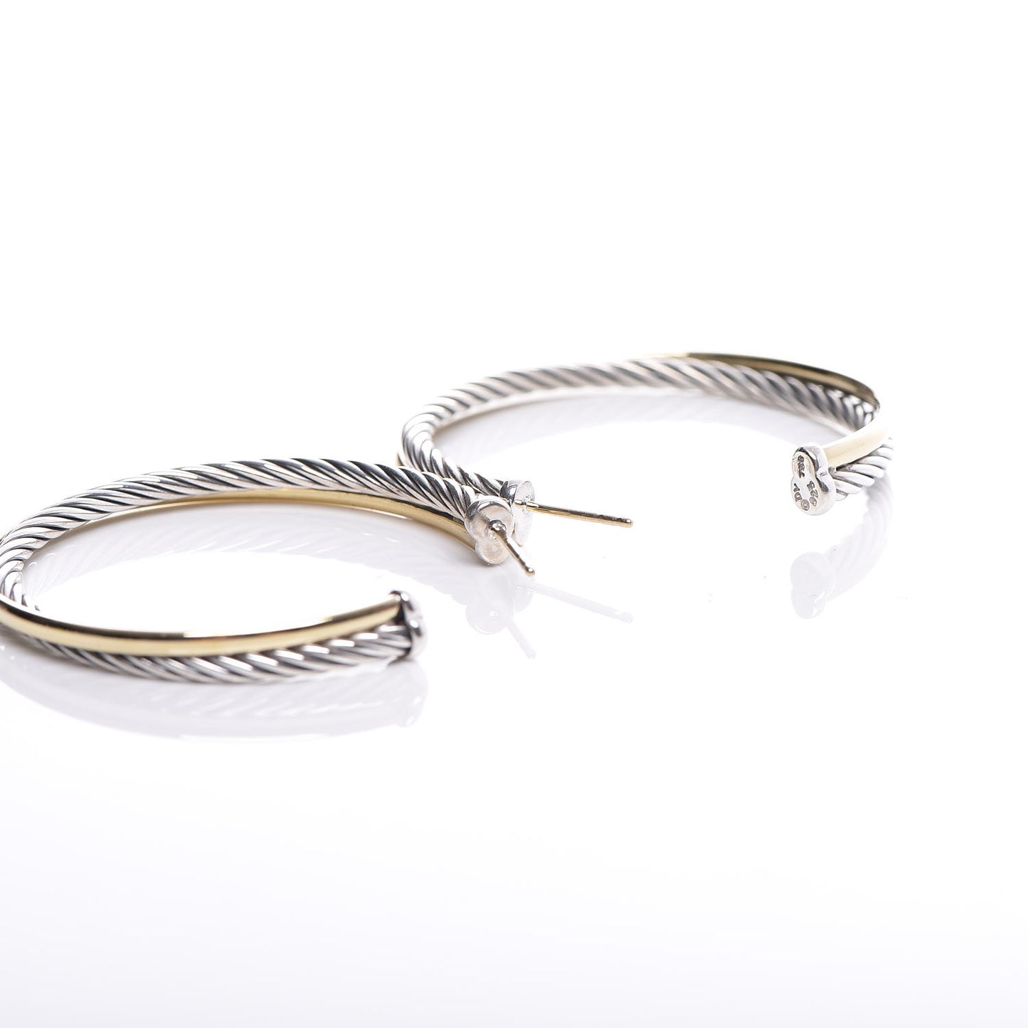 Sterling Silver 18K Yellow Gold 44mm Extra Large Crossover Cable Hoop Earrings